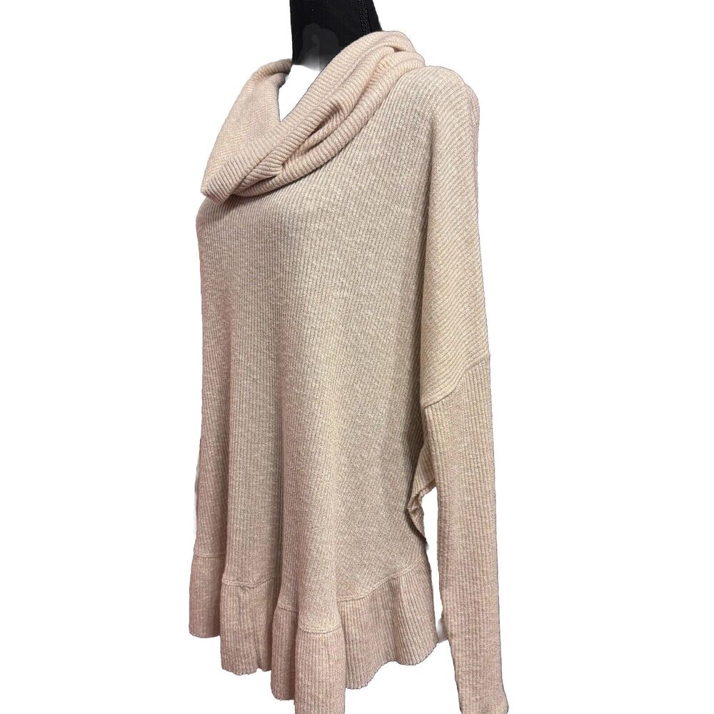 Anthropologie Sweater Large Cream Color Gold Metallic Thread Lagenlook Slouchy - Picture 4 of 8